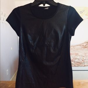 ‘A’ New York Black leather T-Shirt